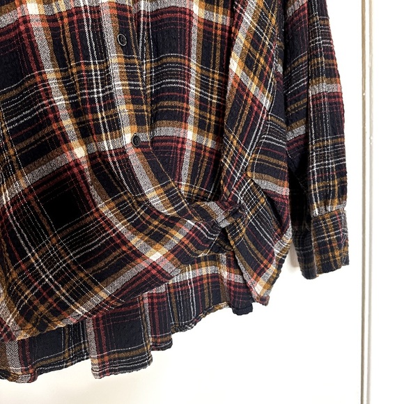 Free People We The Free Hidden Valley Button Down Black Multicolor Plaid Shirt M - Picture 12 of 12
